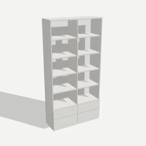 Книжный стеллаж с ящиками 1000×2000×350