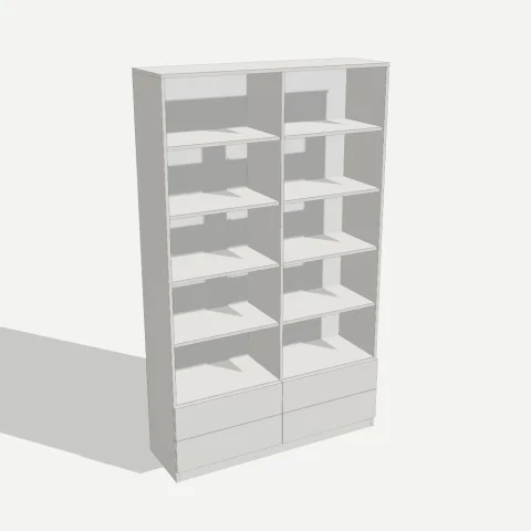 Книжный стеллаж с ящиками 1200×2000×350